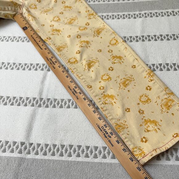 Levi's Perfectly Slimming 512 Straight Leg Jeans Women's 14 Floral Print Yellow - Picture 4 of 14